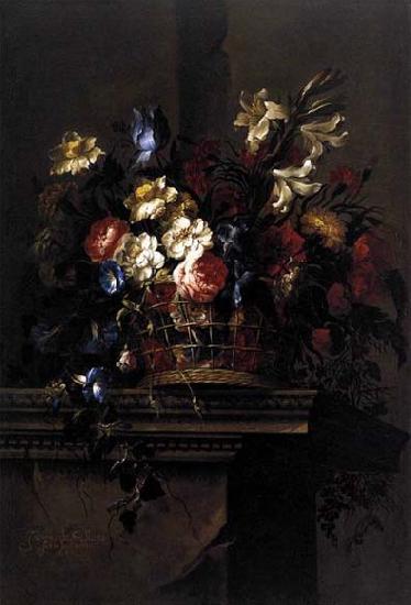 Arellano, Juan de Basket of Flowers on a Plinth France oil painting art